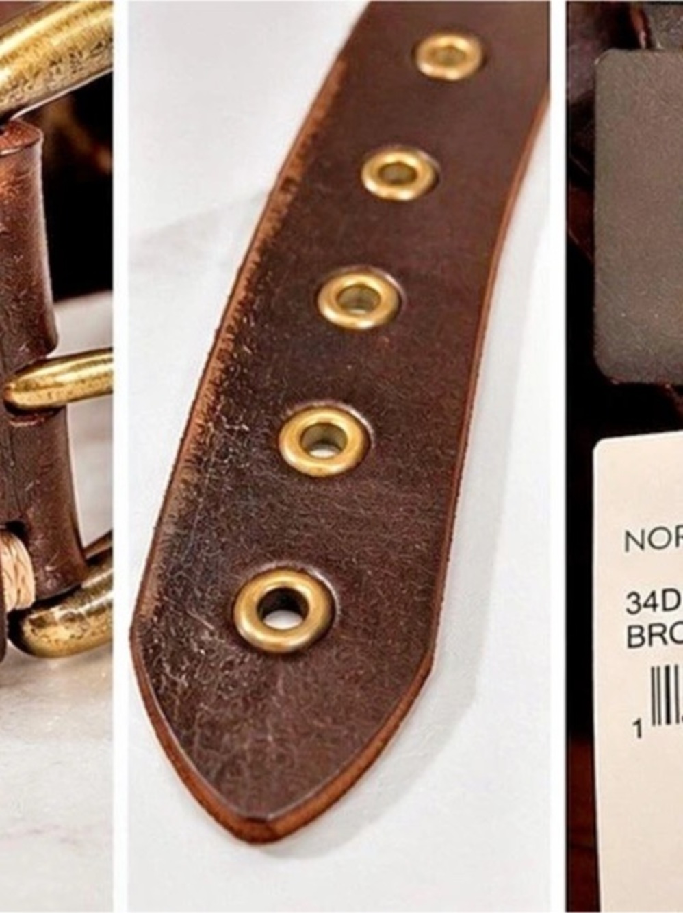 FRYE Genuine Leather Grommet Belt Brown NWT Size M - Picture 4 of 6